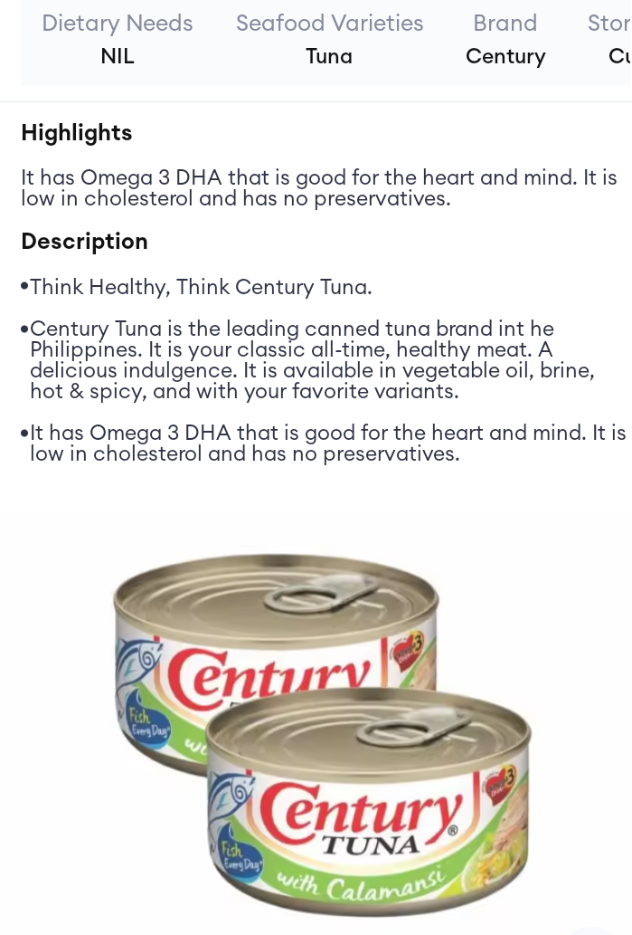 Century Tuna with calamansi 180 grams.