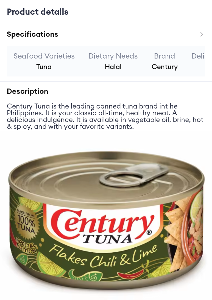 Century Tuna flakes with chili and lime 180 grams.