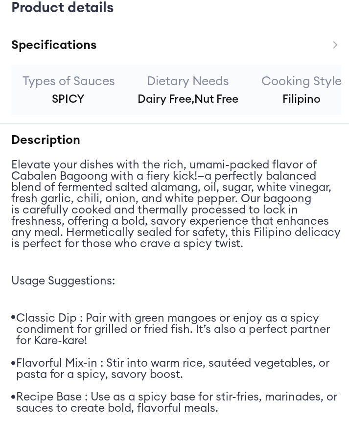 Cabalen - Bagoong Spicy flavor 250 grams.