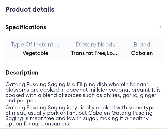 Cabalen - Ginataang Puso ng Saging 150 grams