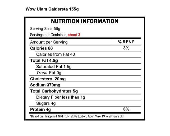 Wow! Instant Ulam Caldereta 155 grams.