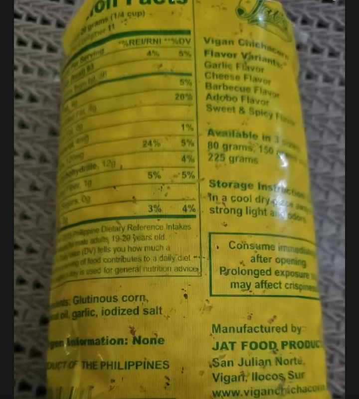Vigan Chichacorn - BBQ Flavor - 225 grams.